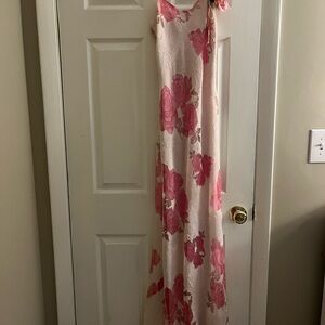 Floral Pink and White Maxi Dress